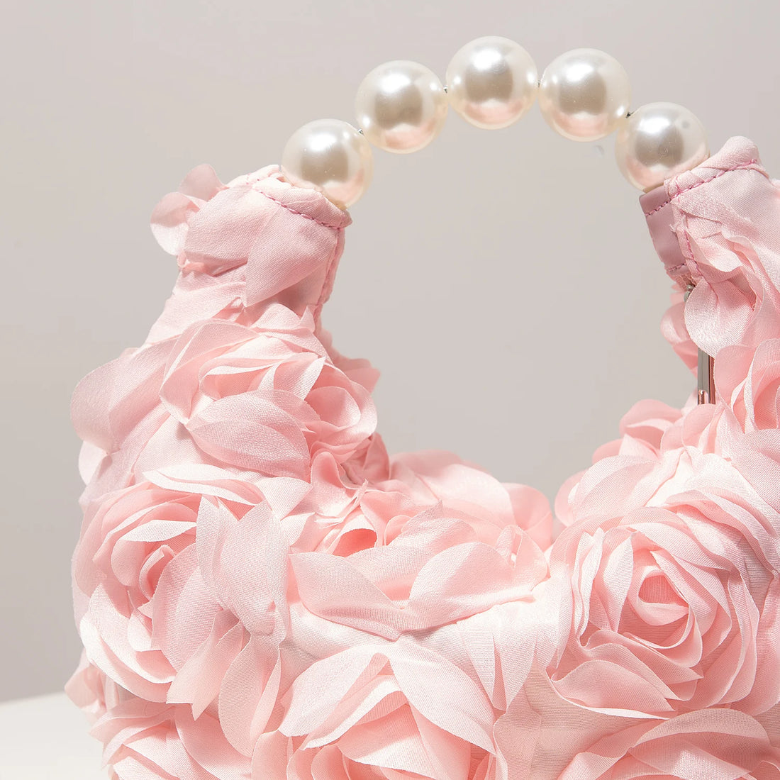 Floral Pearl Half Moon Clutch Bag