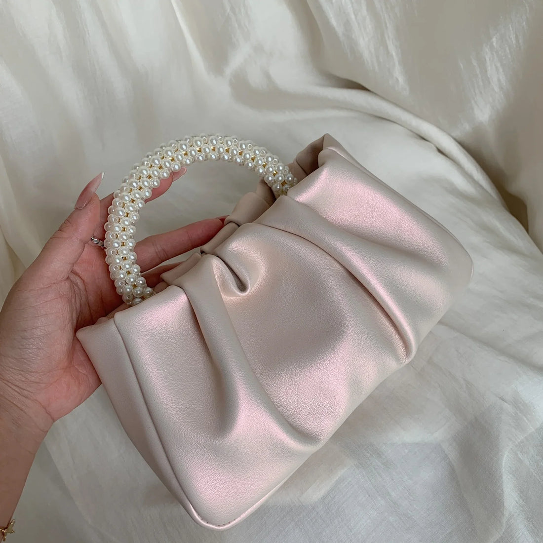Pearl Handle Evening Clutch Bag