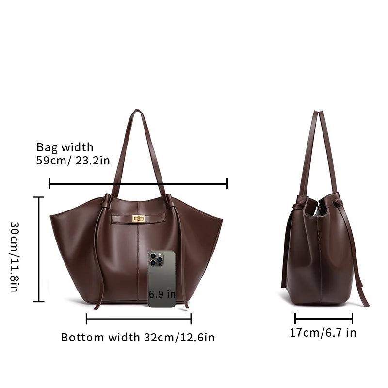 Large Metal Lock Shoulder Tote Bag