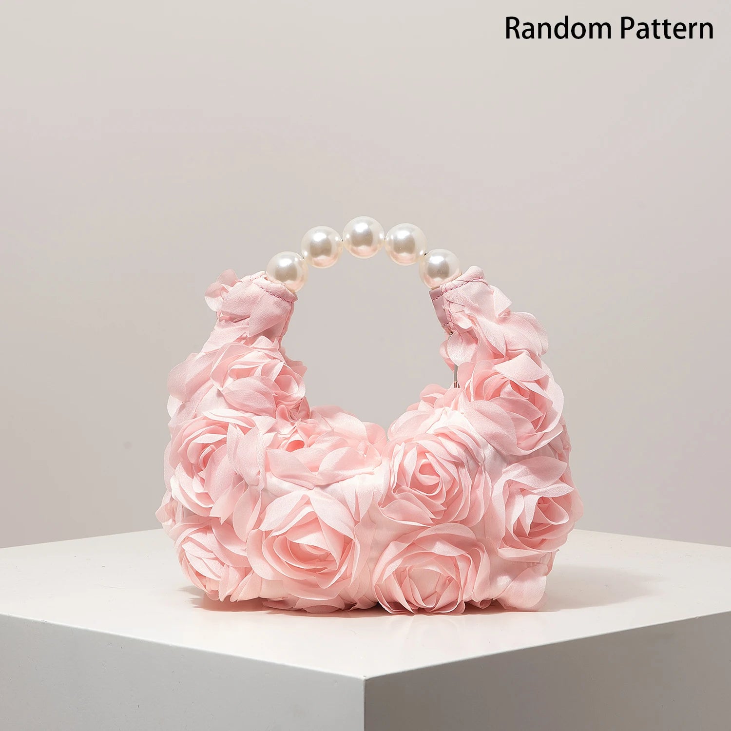 Floral Pearl Half Moon Clutch Bag