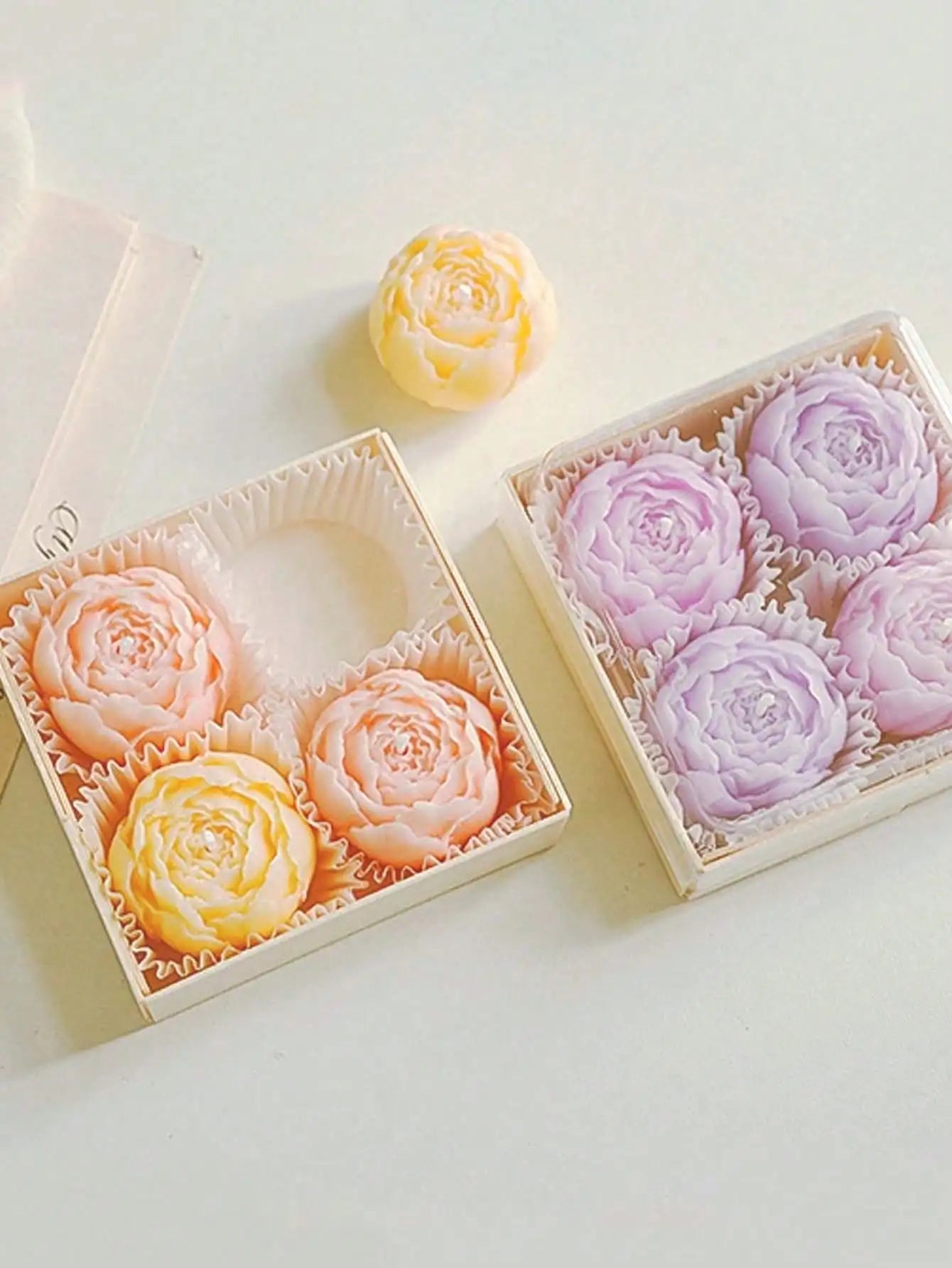 Handmade Rose Bouquet Candles, Set of 4