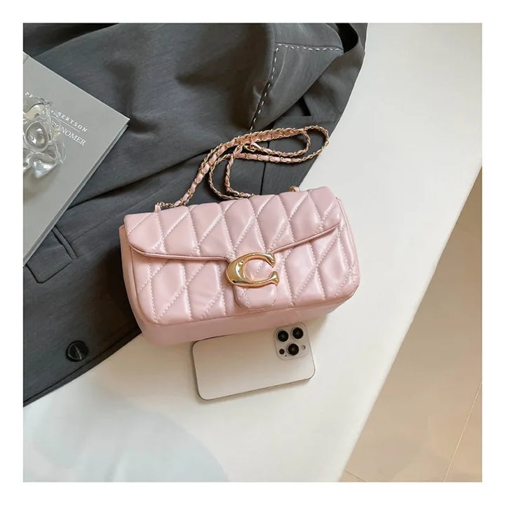 Quilted Gold Chain Flap Crossbody Bag