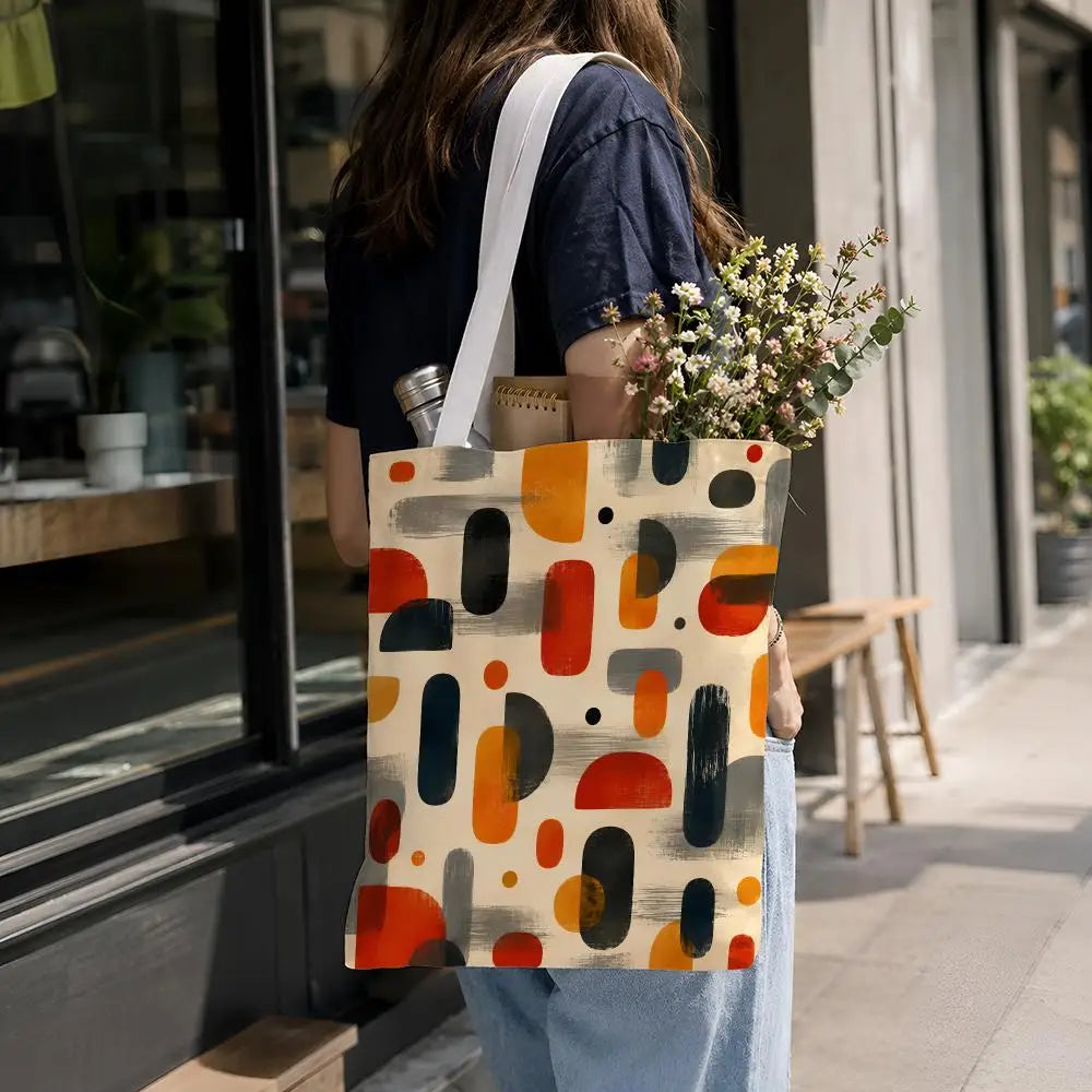 Amber Geo Canvas Shoulder Tote Bag