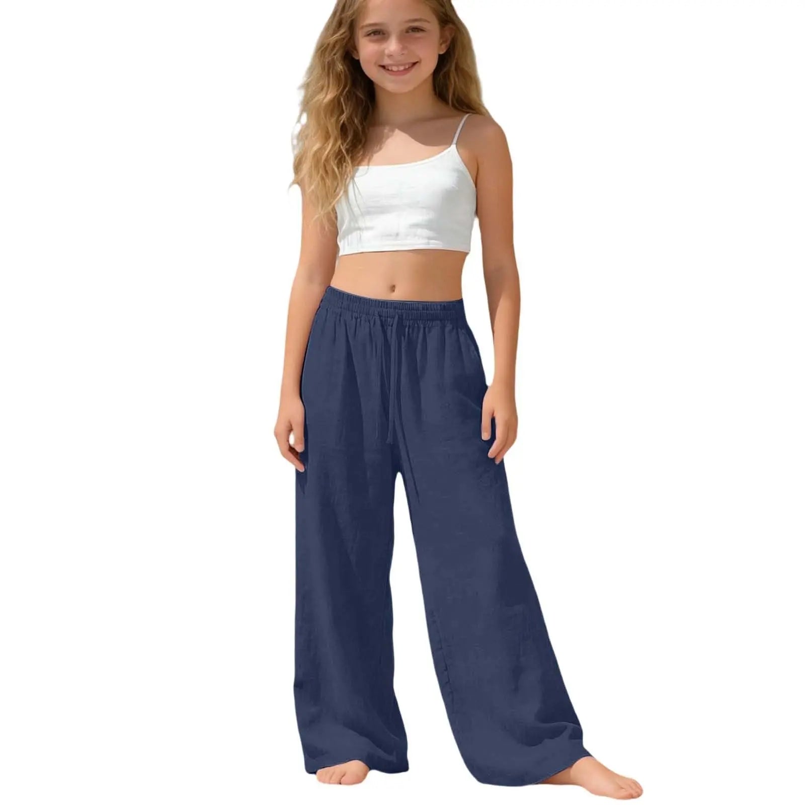 Girls Wide Leg Palazzo Beach Trousers