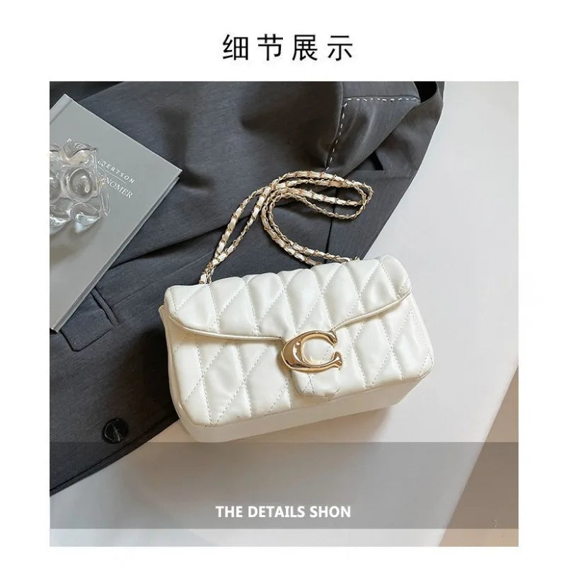 Quilted Gold Chain Flap Crossbody Bag