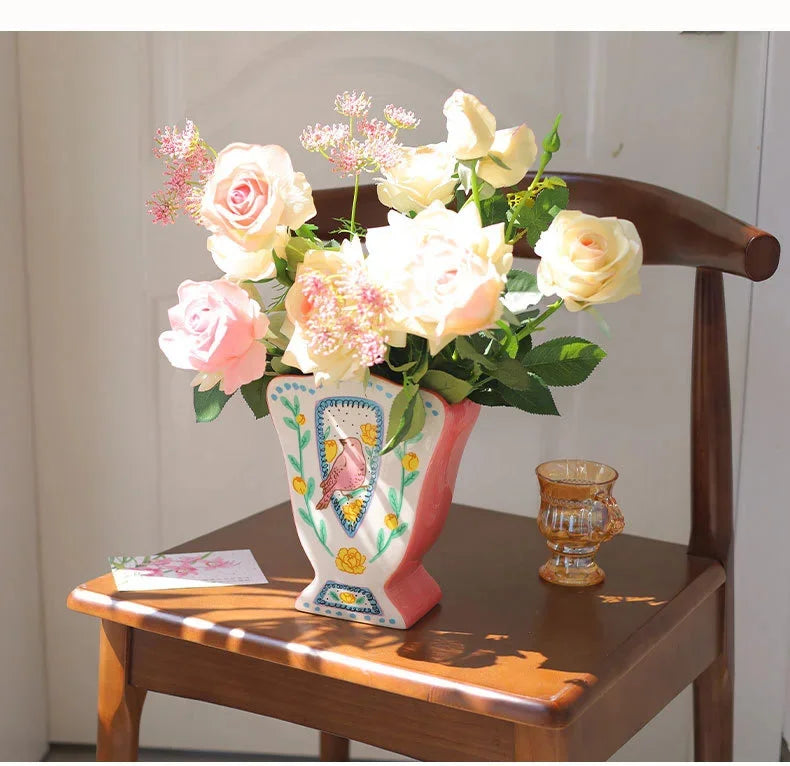 Vintage Ceramic Bird Flower Vase
