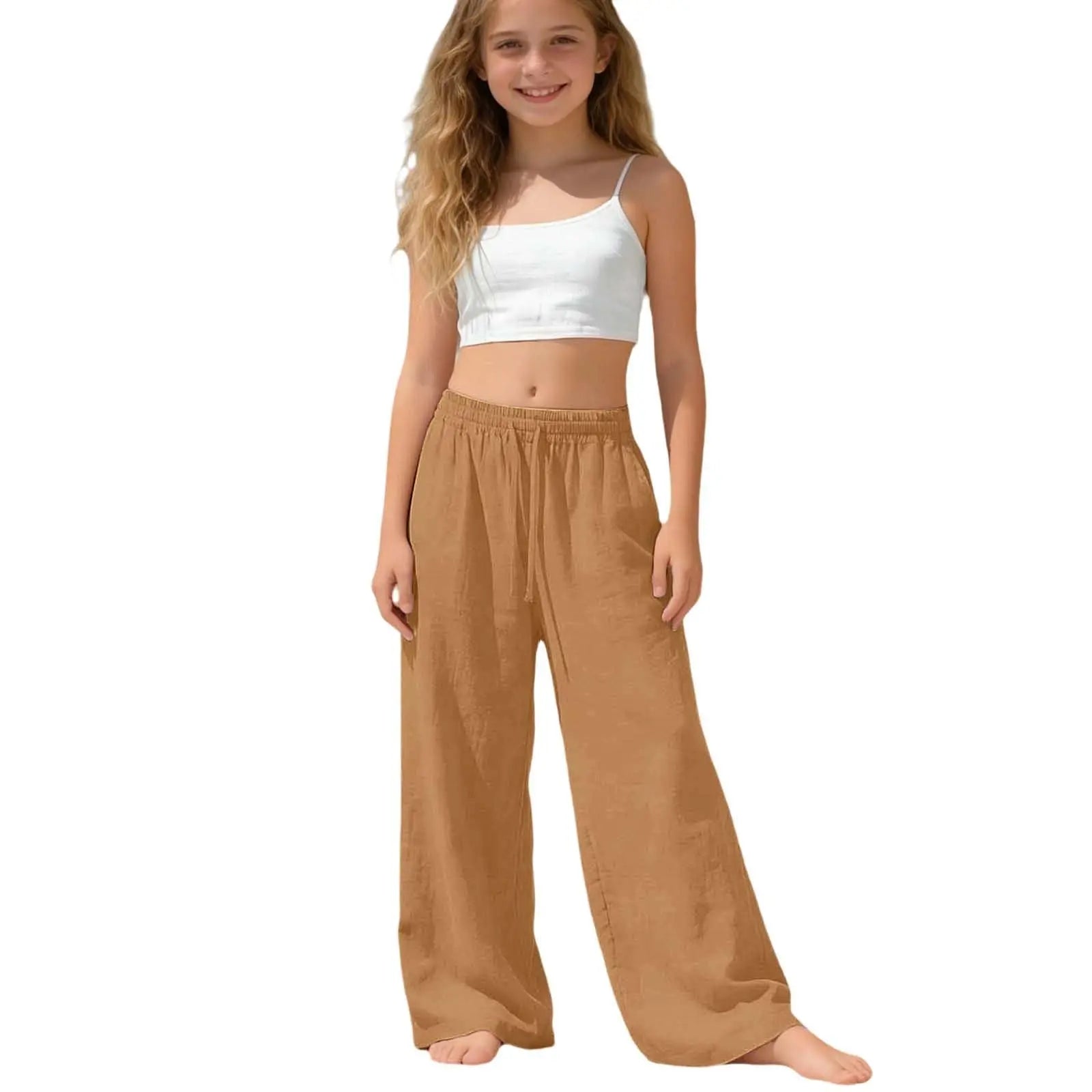 Girls Wide Leg Palazzo Beach Trousers