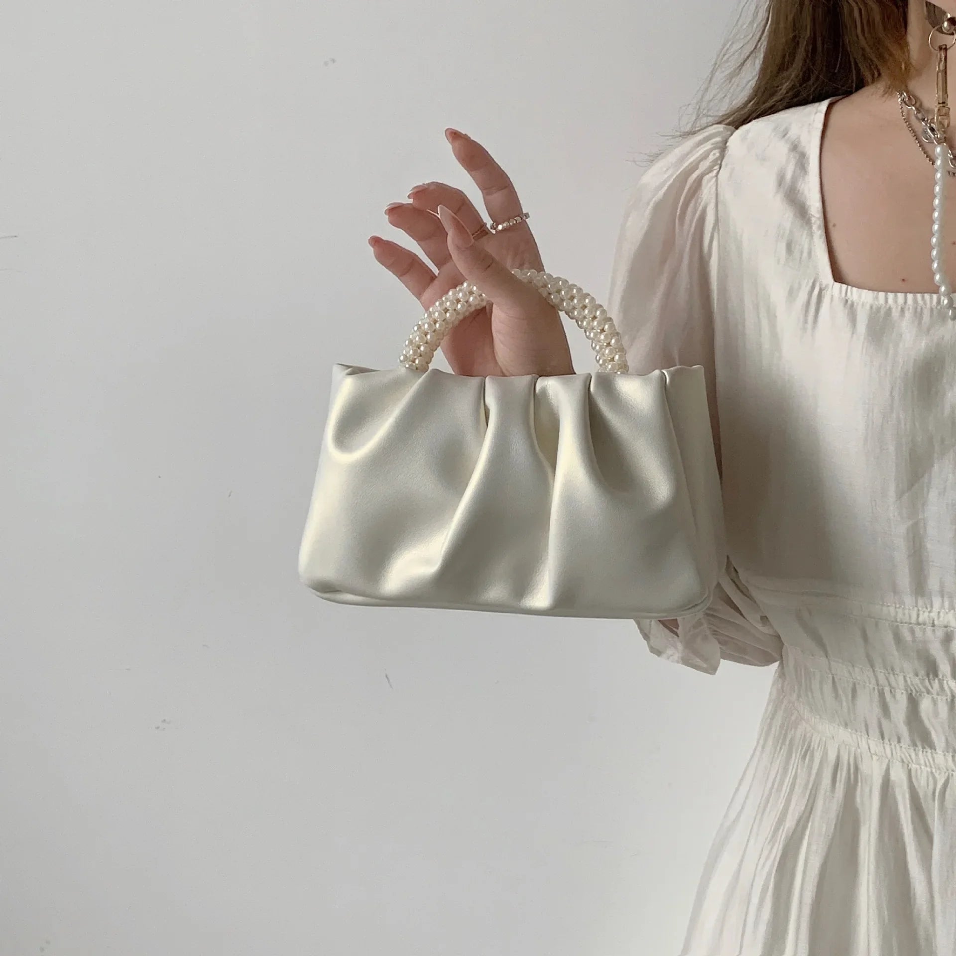 Pearl Handle Evening Clutch Bag
