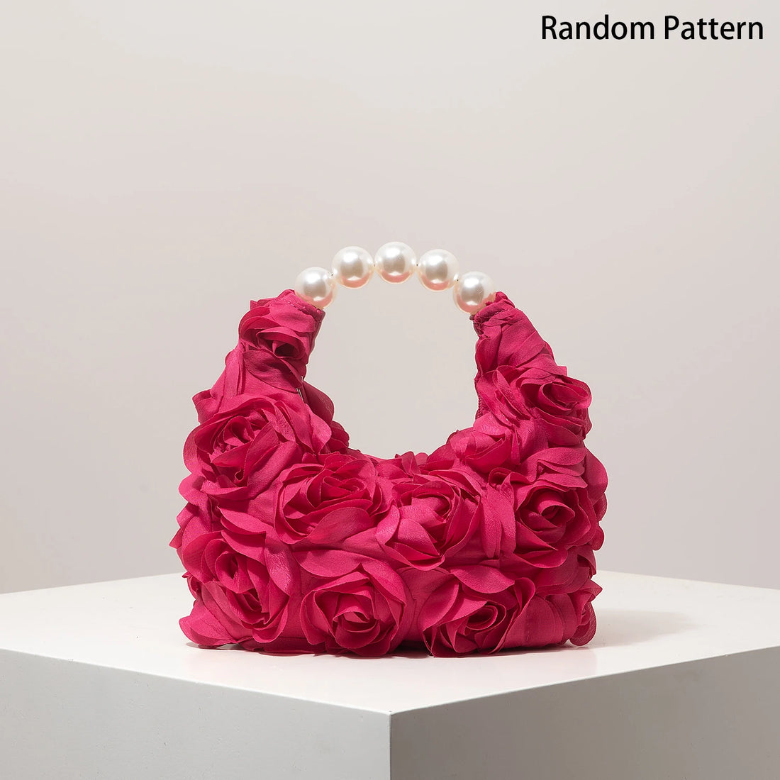 Floral Pearl Half Moon Clutch Bag
