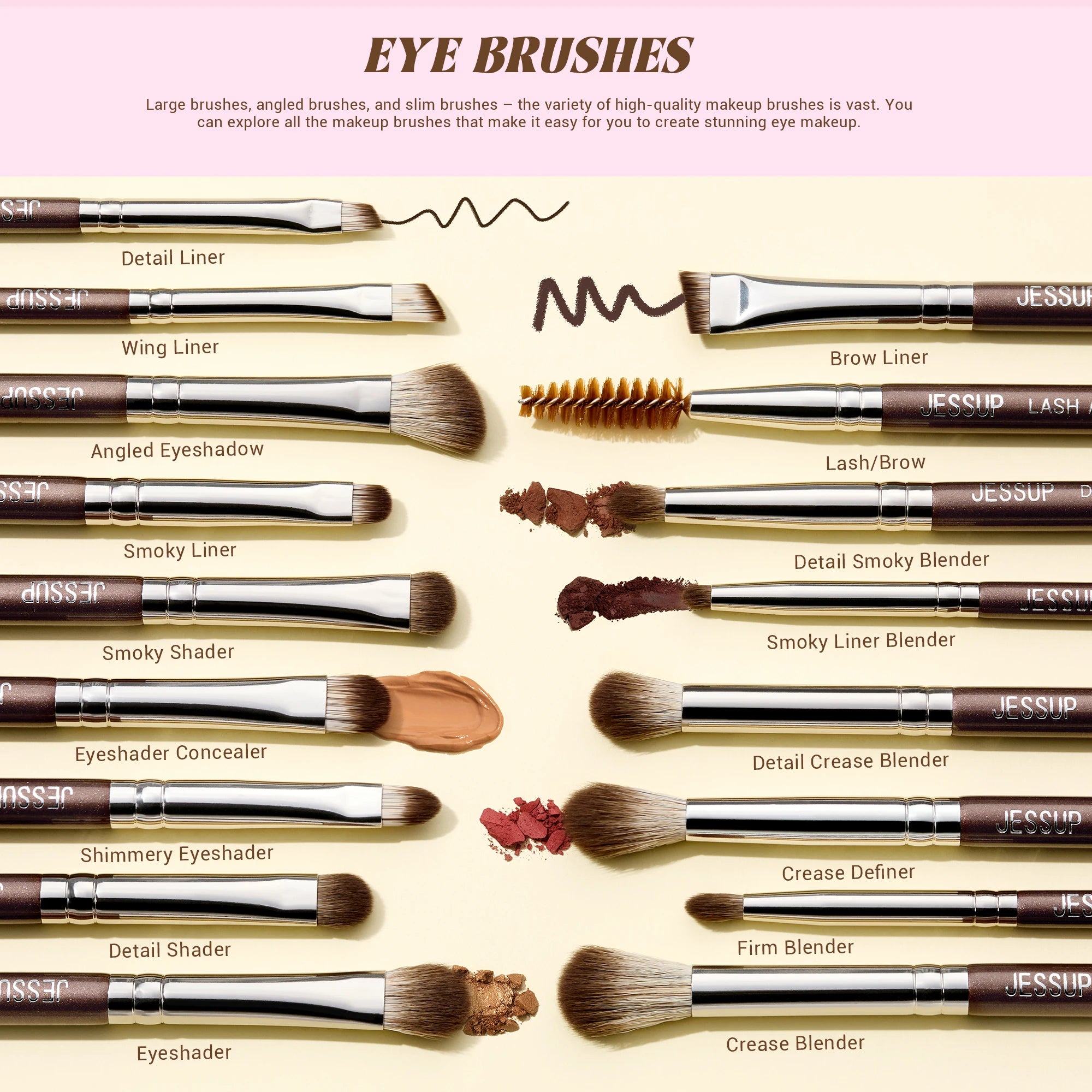 Jessup Synthetic Makeup Brush Set, 15 or 25 Pieces
