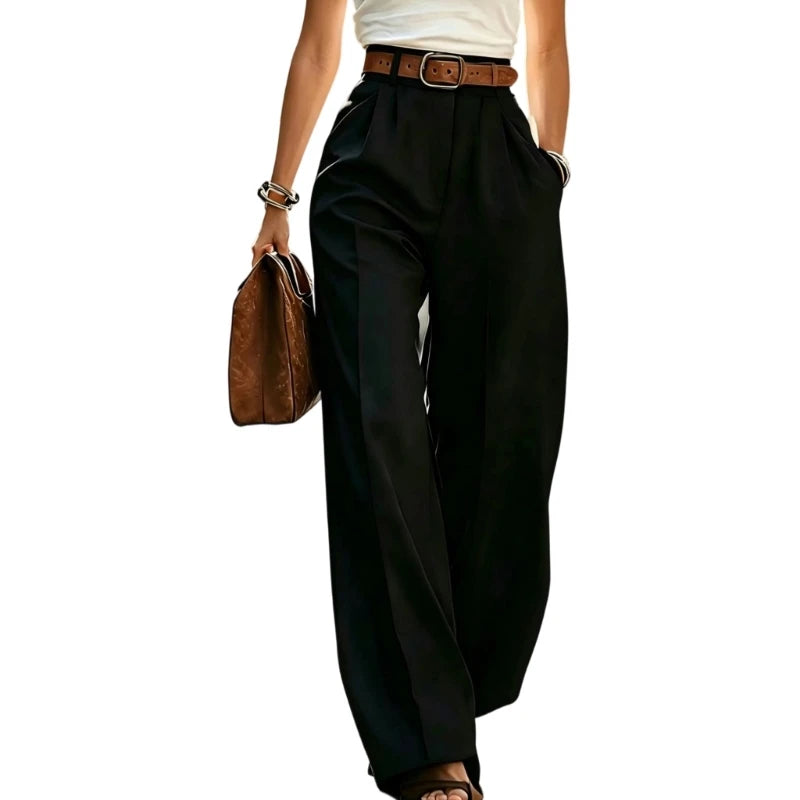 Pleated Wide Leg Suit Trousers