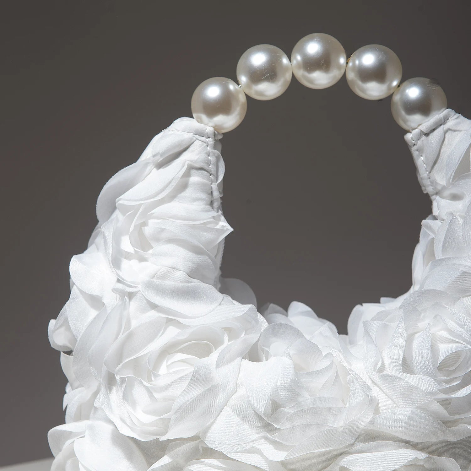 Floral Pearl Half Moon Clutch Bag