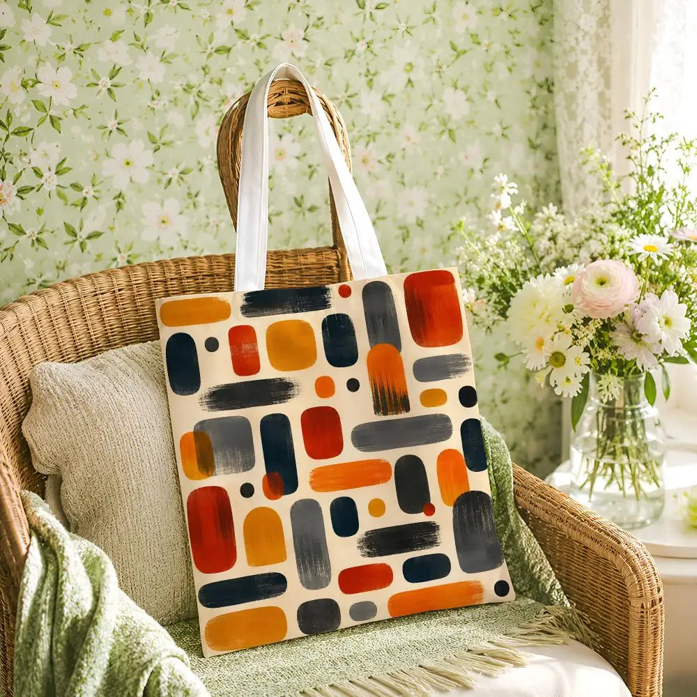 Amber Geo Canvas Shoulder Tote Bag