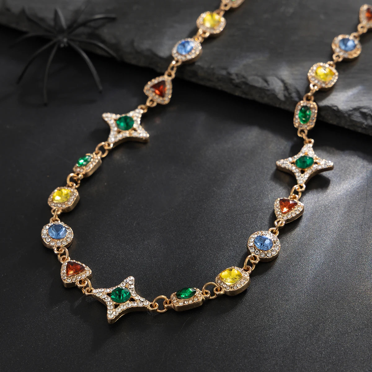 Crystal Chain Necklace and Bracelet Set