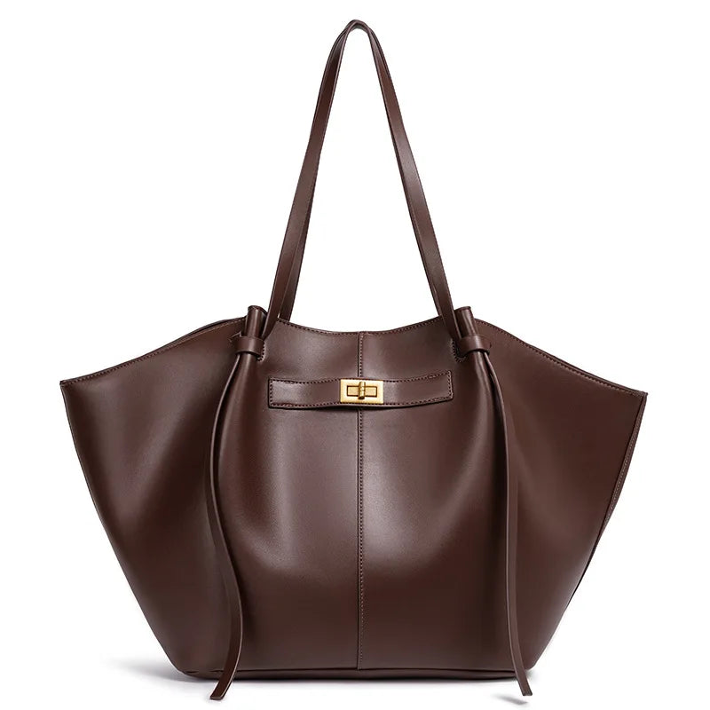 Large Metal Lock Shoulder Tote Bag
