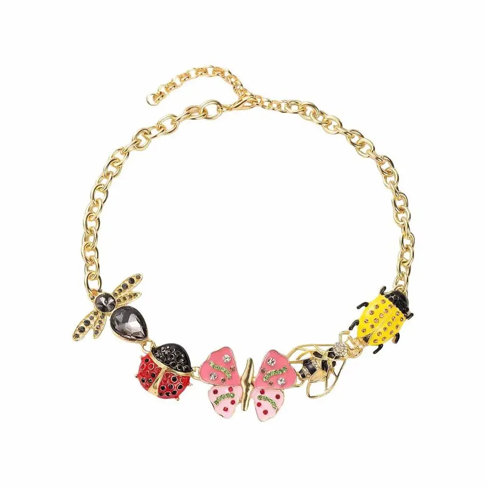Enamel Butterfly Chunky Chain Necklace