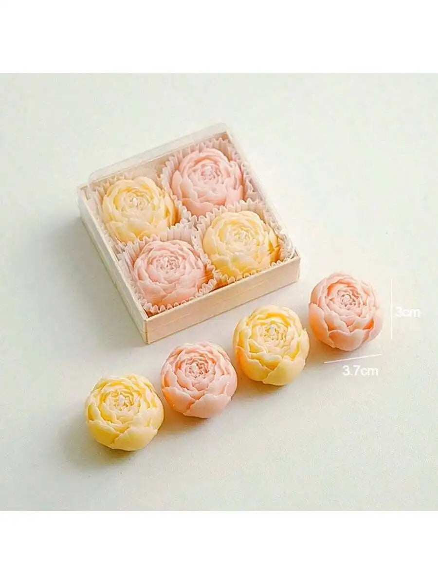 Handmade Rose Bouquet Candles, Set of 4