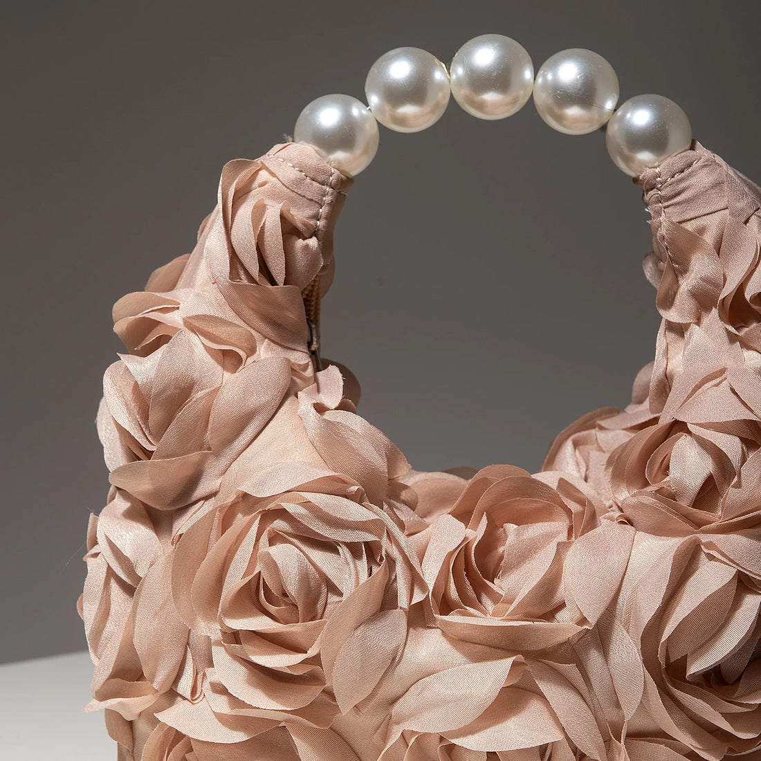 Floral Pearl Half Moon Clutch Bag