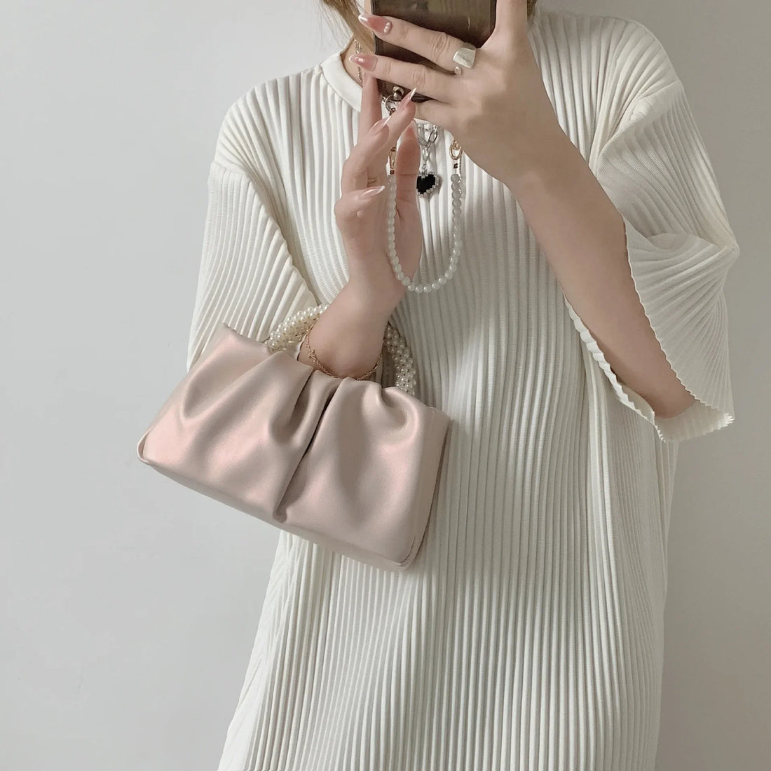 Pearl Handle Evening Clutch Bag