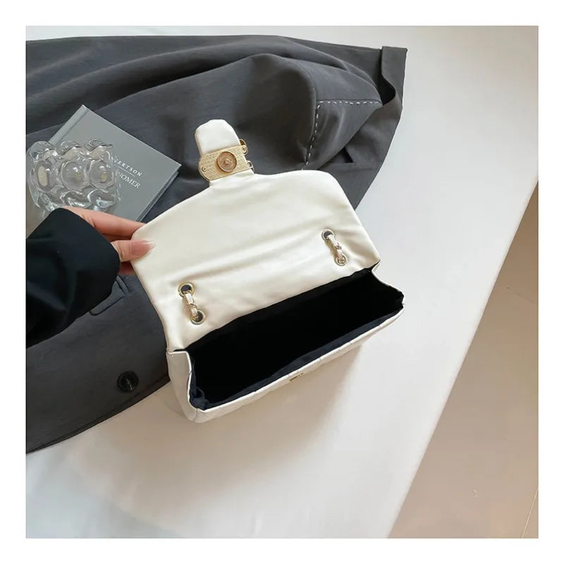 Quilted Gold Chain Flap Crossbody Bag