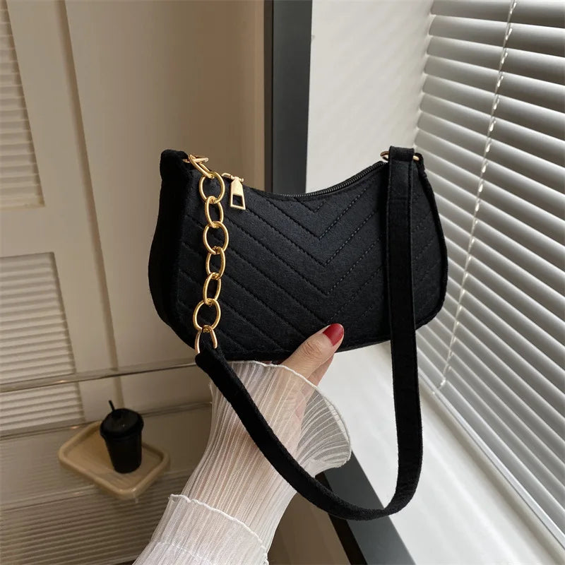 Felt Crescent Underarm Shoulder Bag