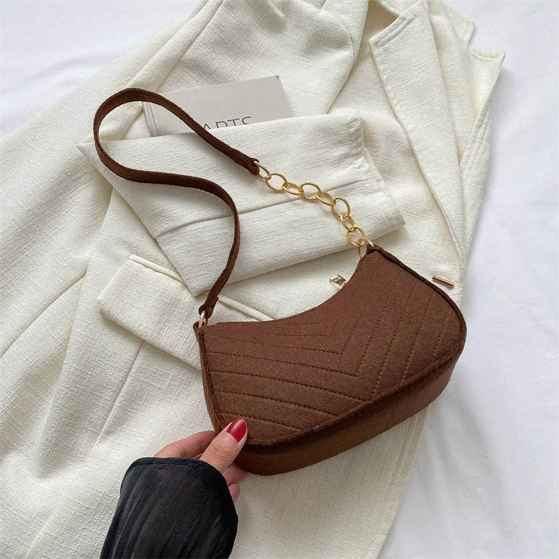 Felt Crescent Underarm Shoulder Bag