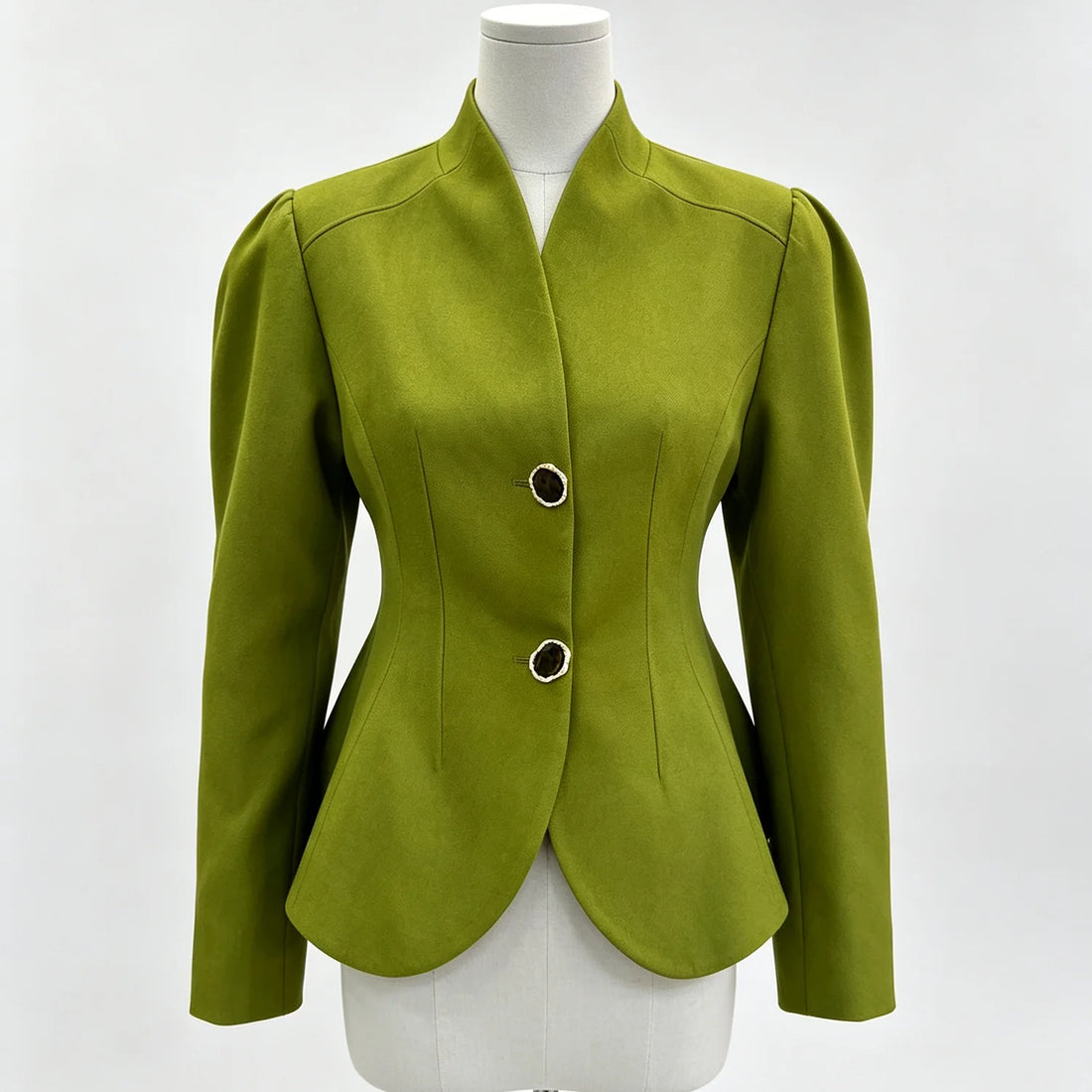 Puff Sleeve Peplum Hem Fitted Blazer