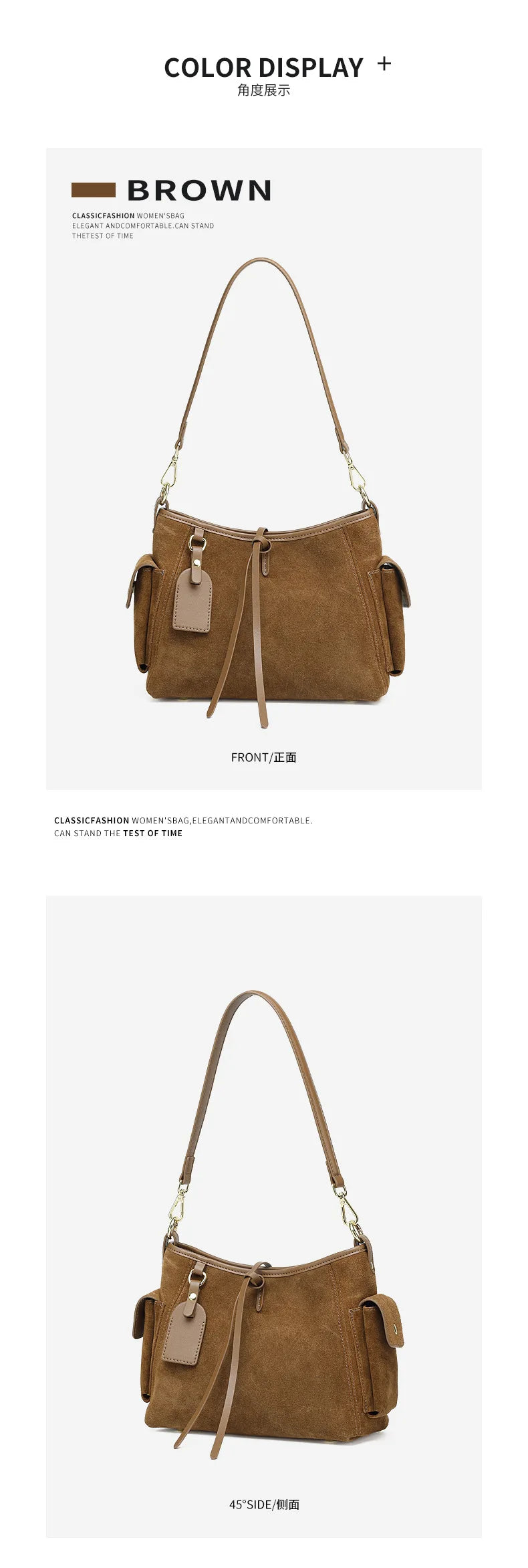 Frosted Leather Slouch Tote Bag