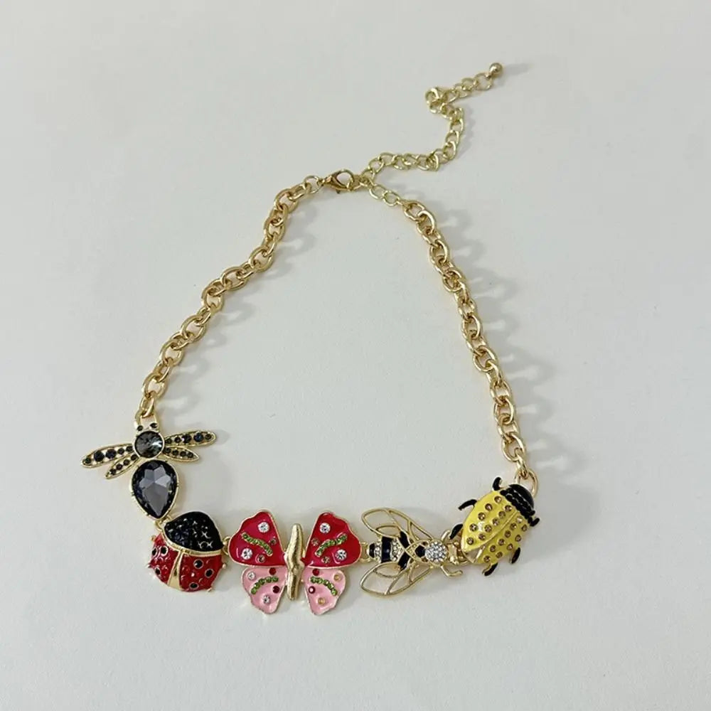 Enamel Butterfly Chunky Chain Necklace