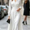 Notched Neck Wrap Waist A Line Midi Dress