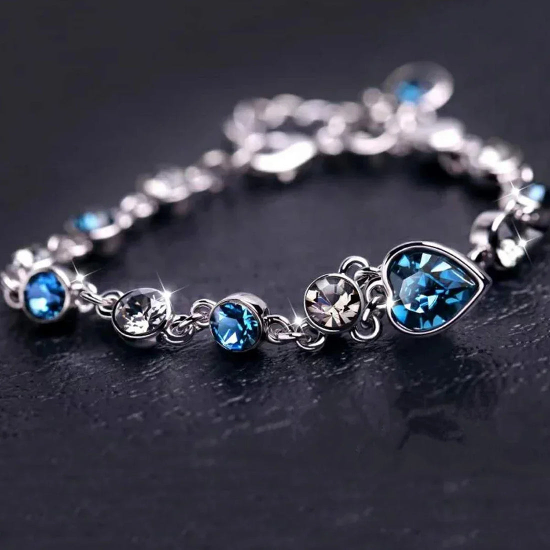 Sterling Silver Lucky Heart Charm Bracelet