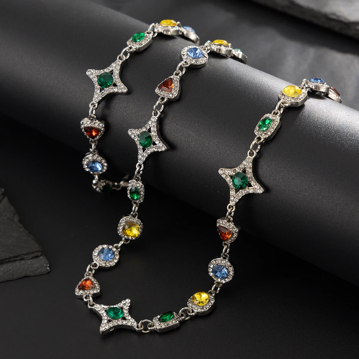 Crystal Chain Necklace and Bracelet Set