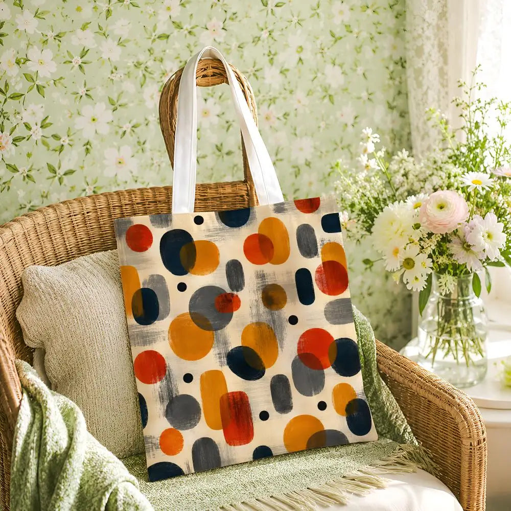 Amber Geo Canvas Shoulder Tote Bag