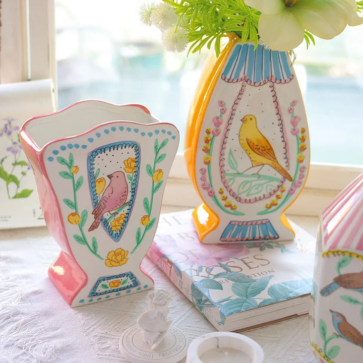 Vintage Ceramic Bird Flower Vase