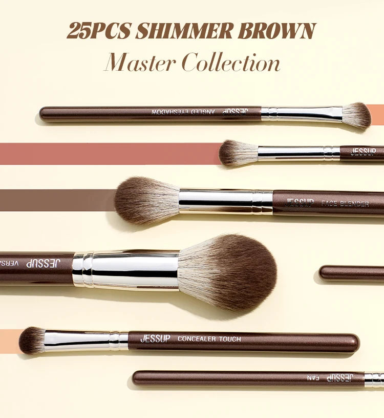 Jessup Synthetic Makeup Brush Set, 15 or 25 Pieces