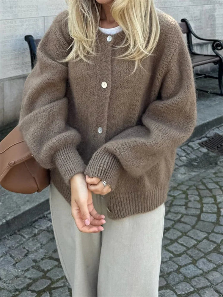 Fuzzy Soft Knit Open Cardigan