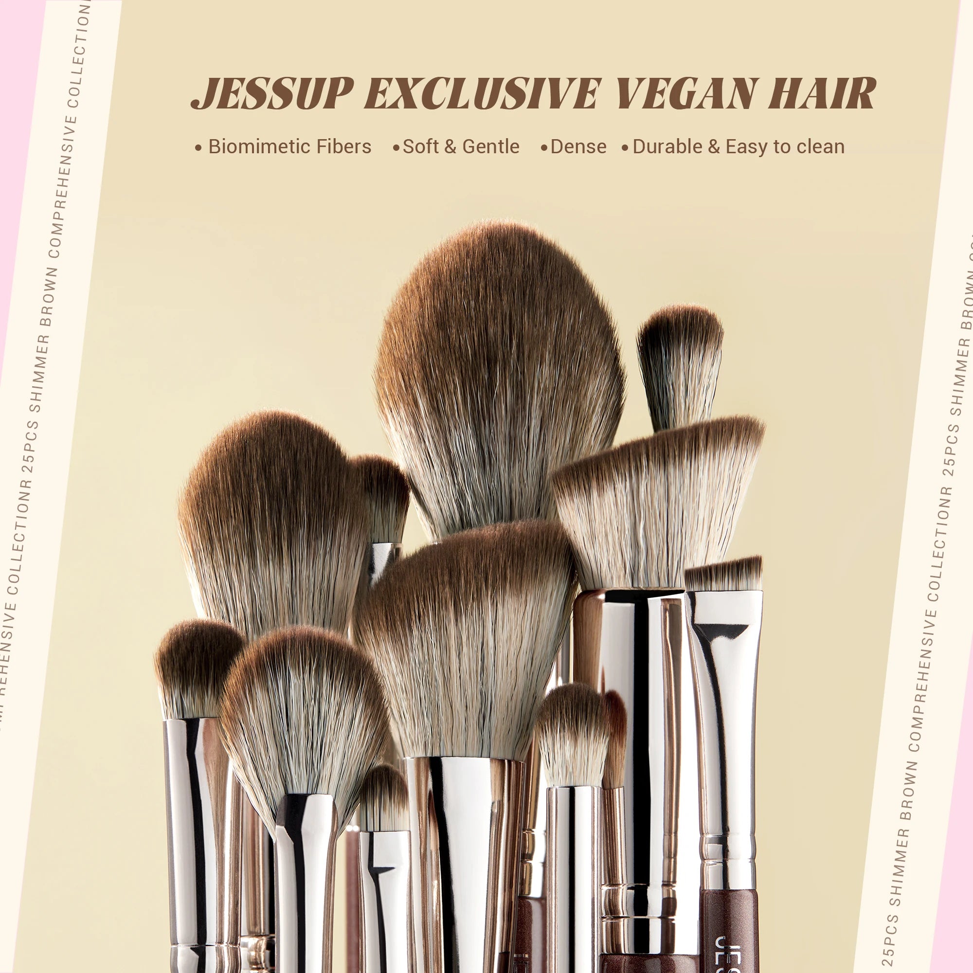 Jessup Synthetic Makeup Brush Set, 15 or 25 Pieces