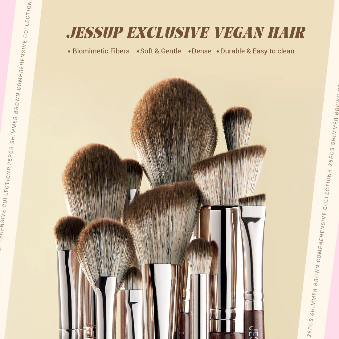 Jessup Synthetic Makeup Brush Set, 15 or 25 Pieces