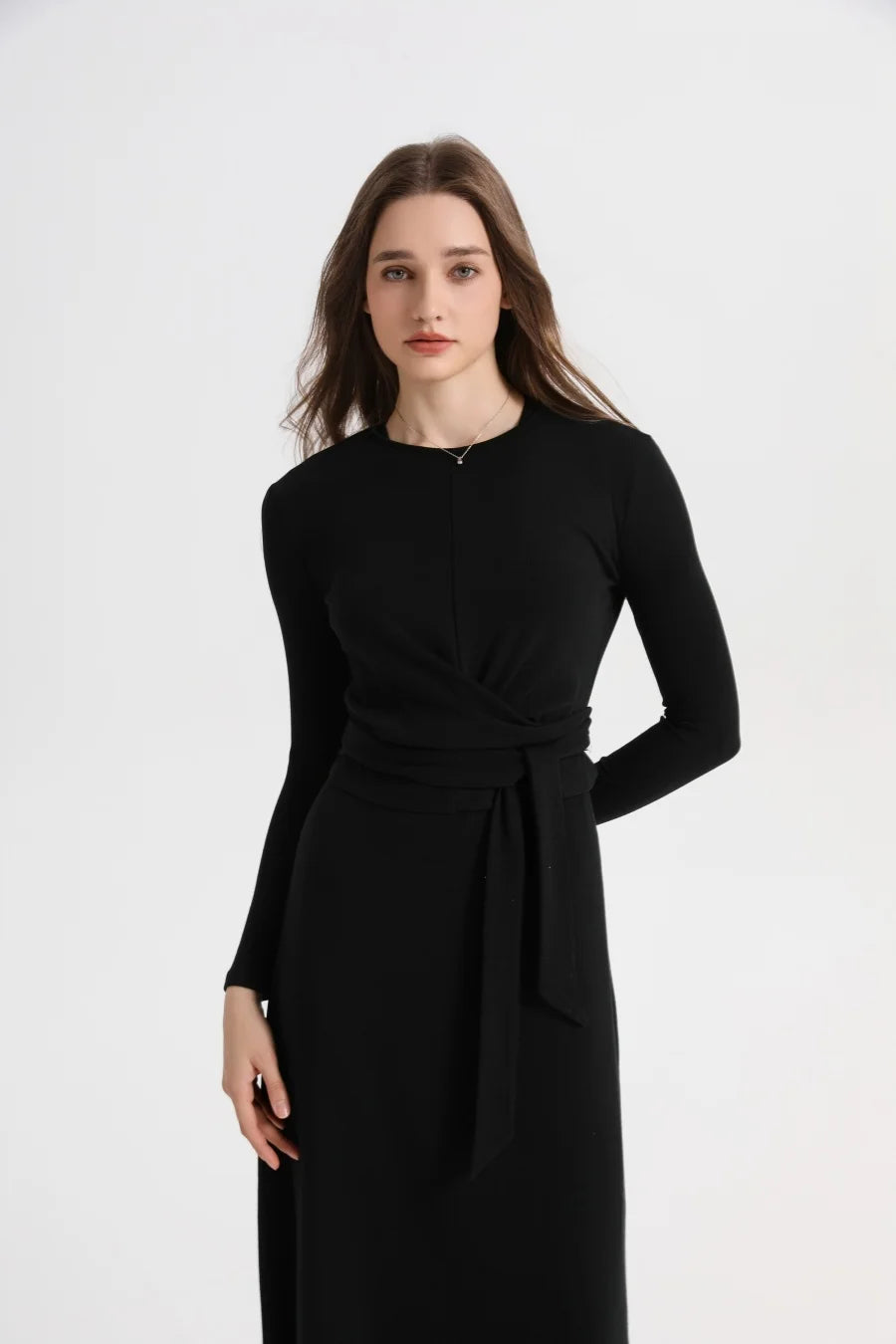 Ribbed Wrap Top and A Line Dress Set