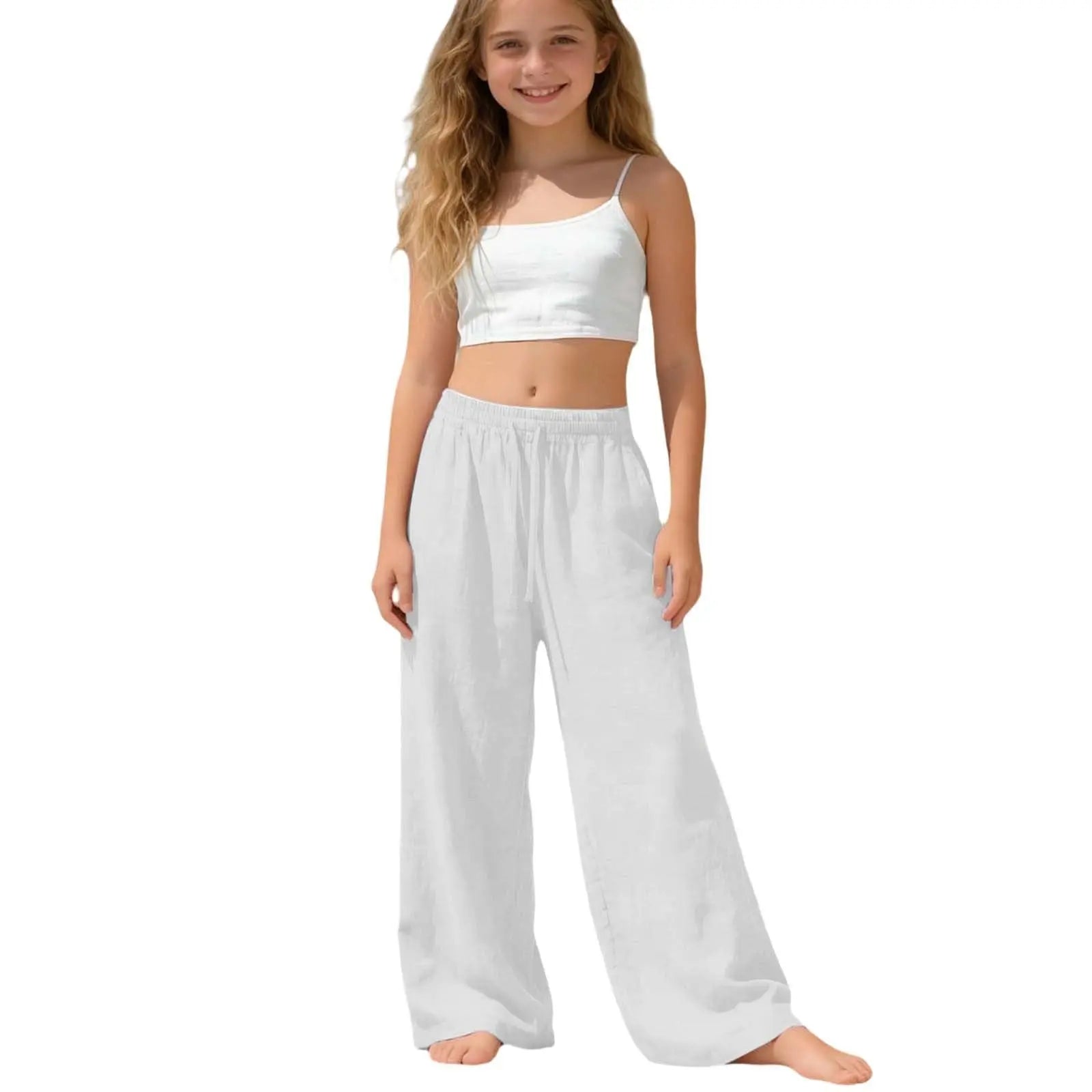 Girls Wide Leg Palazzo Beach Trousers