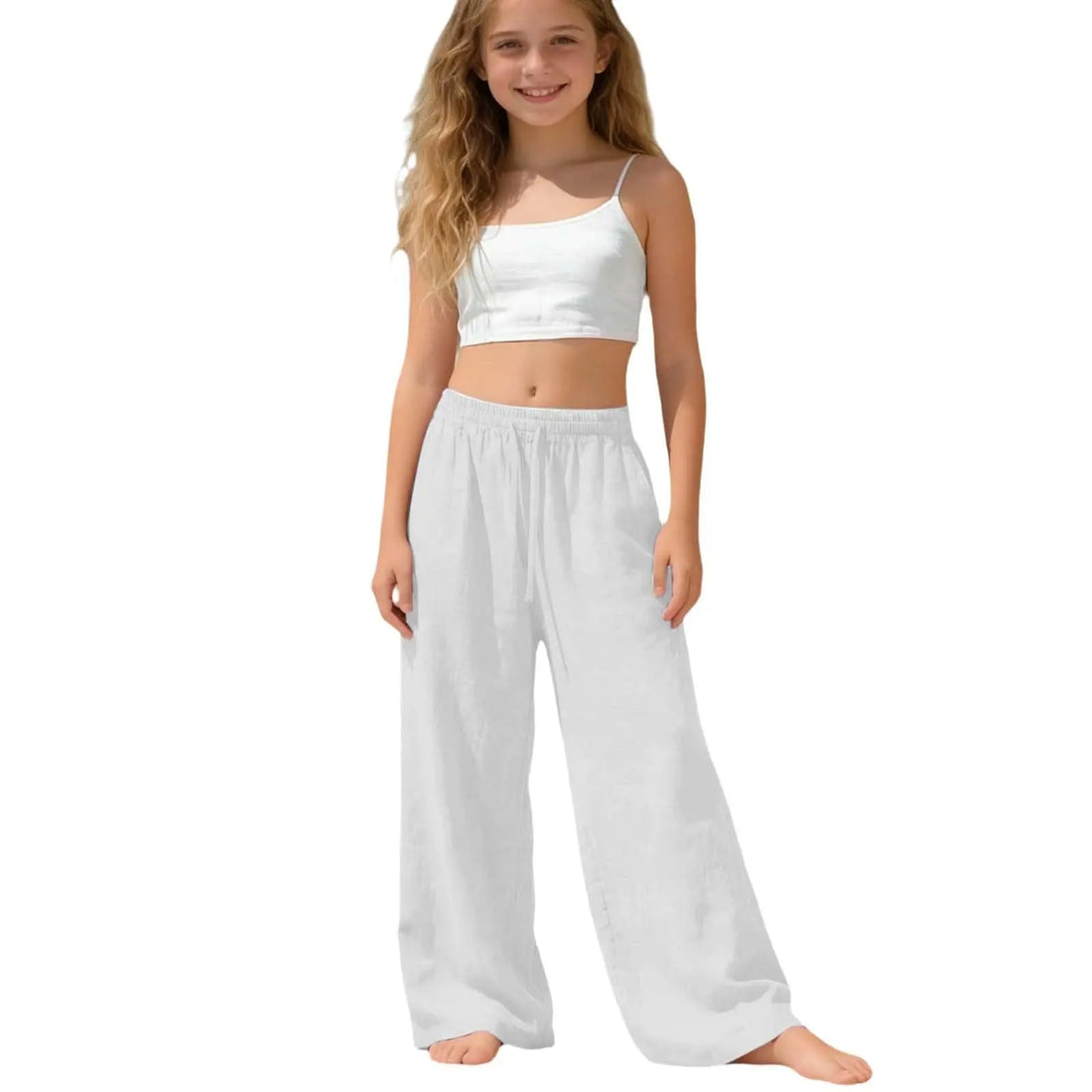 Girls Wide Leg Palazzo Beach Trousers
