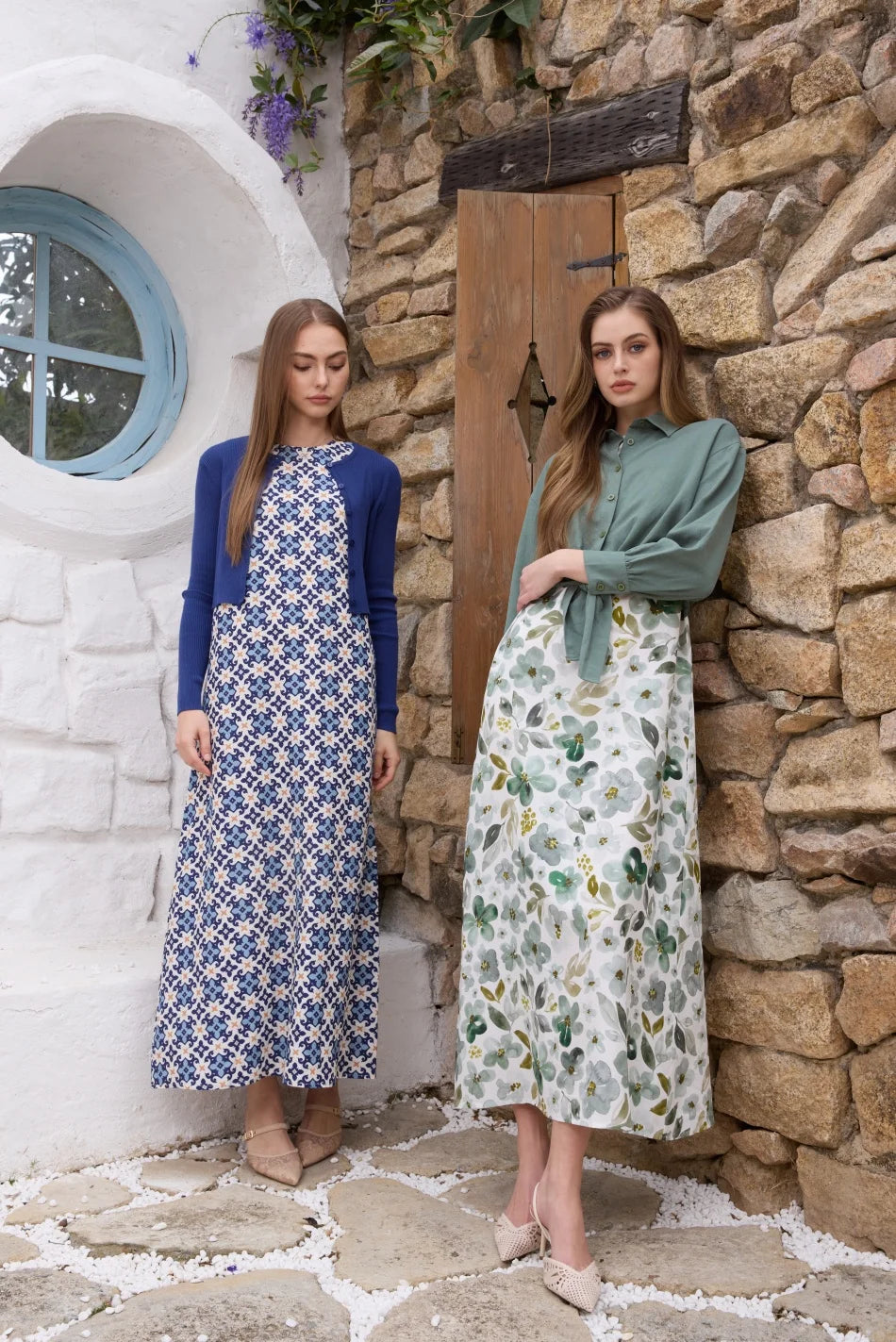 Printed Linen Shirt and Dress Outfit
