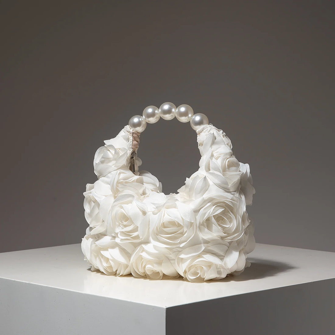 Floral Pearl Half Moon Clutch Bag