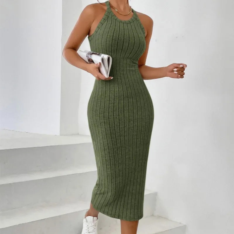 Ribbed Knit Longline Tank Dress