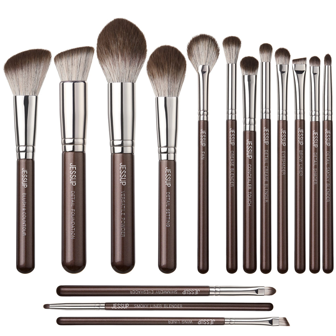 Jessup Synthetic Makeup Brush Set, 15 or 25 Pieces