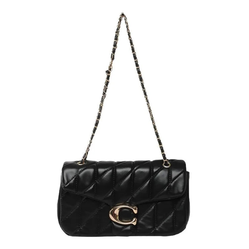 Quilted Gold Chain Flap Crossbody Bag