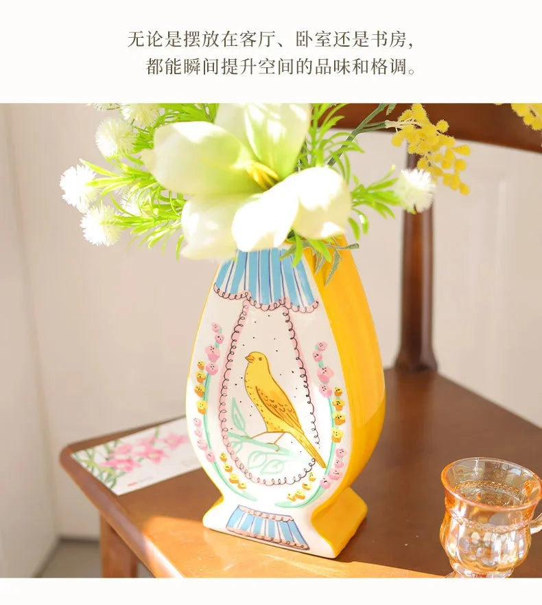 Vintage Ceramic Bird Flower Vase