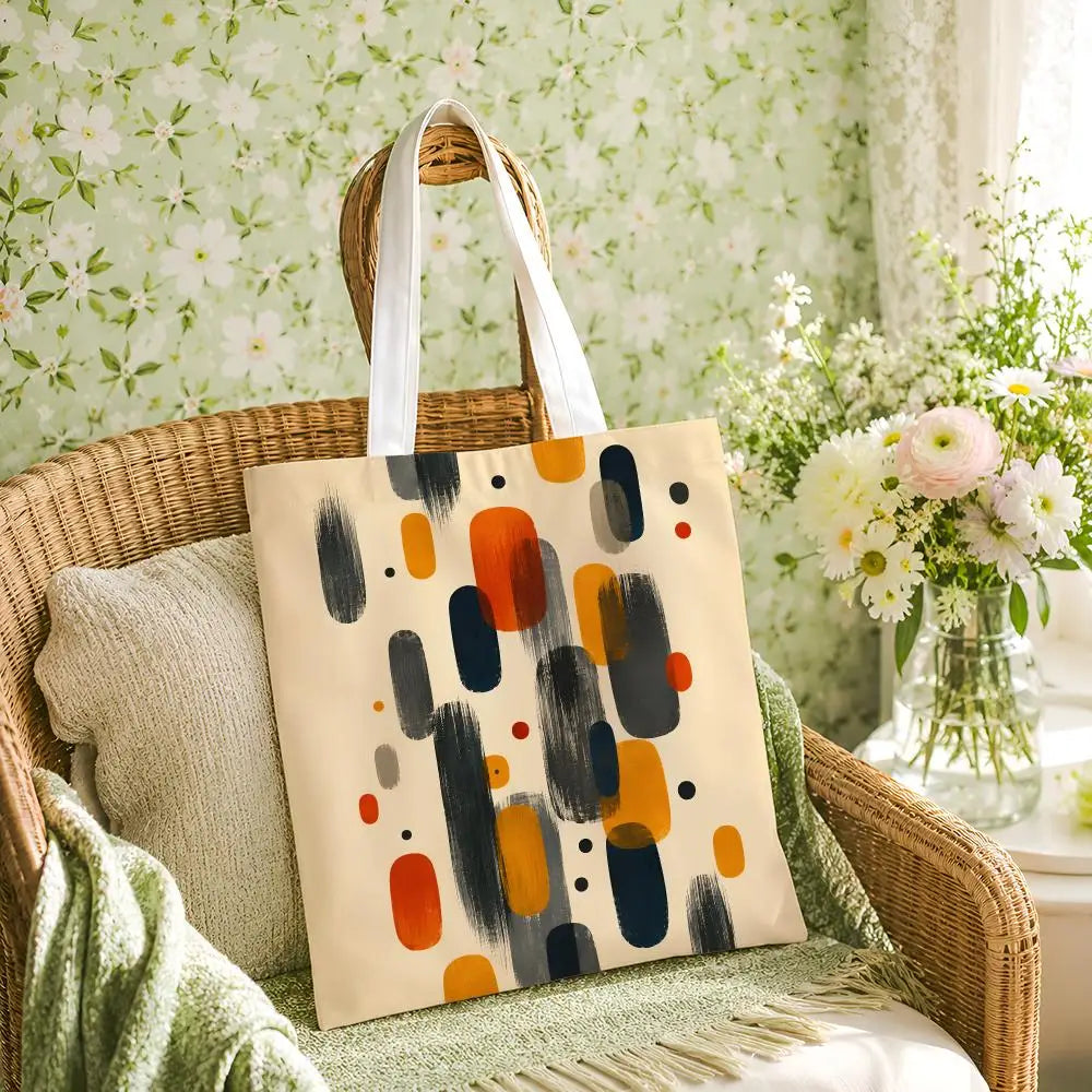 Amber Geo Canvas Shoulder Tote Bag