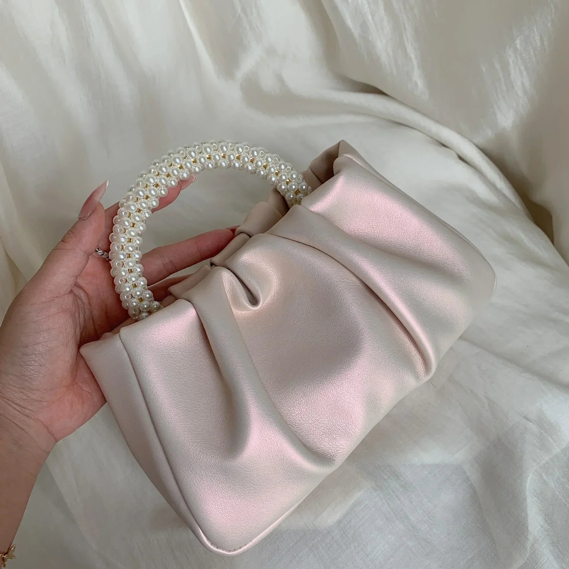 Pearl Handle Evening Clutch Bag