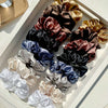 Satin Hair Ties in Pink and Brown, 16-Piece Set